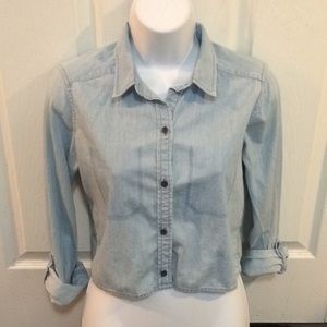 Express light wash crop Jean top